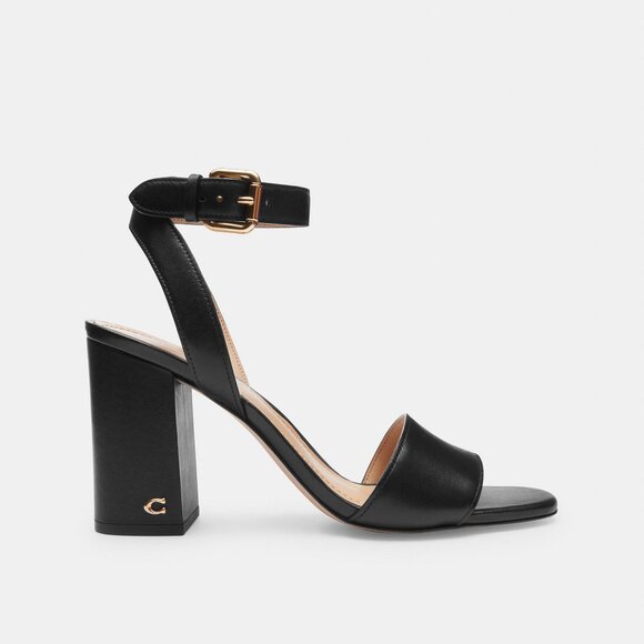 Coach Black Sandals with Gold Accent - Picture 1 of 4